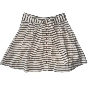 Blue‎ Rain Striped Button Front Tie Waist Skirt Small